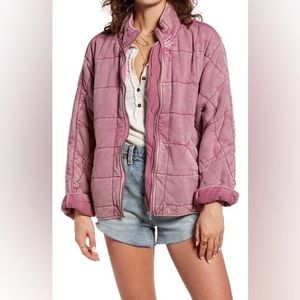 Free People Dolman Quilted Knit Jacket in Daphne (pink/fuchsia)- Small